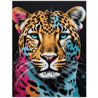 Artery8 Leopard Lounge By Fiona Bryant Cat Head Pop Art Pink Blue Modern Large Wall Art Poster Print Thick Paper 18X24 Inch | Size: W18" x H24"