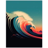 Artery8 Rainbow Bomb Wave Ocean Sea Bauhaus Wave Bathroom Toilet Large Wall Art Poster Print Thick Paper 18X24 Inch | Size: W18" x H24"