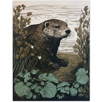 Artery8 Otters Landing By George Sinclair Vintage Botanical Earthy Aesthetic River Extra Large XL Wall Art Poster Print | Size: W24" x H32"