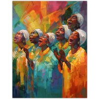 Artery8 Christian Gospel Choir Colourful African Music Artwork Unframed Wall Art Print Poster Home Decor Premium | Size: W12" x H16"
