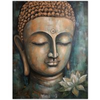 Artery8 Spiritual Meditation Buddha Face Lotus Flower Acrylic Painting Relaxation Spa Treatment Room Art Extra Large XL Wall Art Poster Print