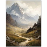 Artery8 The Alps Path Switzerland Mountains A Panoramic Landscape Painting Large Wall Art Poster Print Thick Paper 18X24 Inch | Size: W18" x H24"