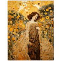 Artery8 Walk On The Wildflower By Mia Rose Modern Klimt Style Painting Large Wall Art Poster Print Thick Paper 18X24 Inch | Size: W18" x H24"
