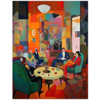 Artery8 The Cocktail Party Modern Colourful Abstract Kitsch Unframed Wall Art Print Poster Home Decor Premium | Size: W12" x H16"