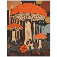 Artery8 Vintage Cep Mushroom Aesthetic Earthy Orange Boletus Kitchen Extra Large XL Wall Art Poster Print | Size: W24" x H32"