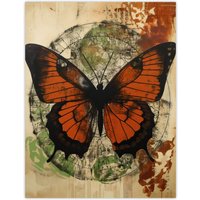 Artery8 Vintage Monarch Butterfly Botanical Earthy Grunge Aesthetic Extra Large XL Wall Art Poster Print | Size: W24" x H32"