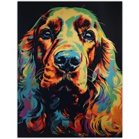 Artery8 Wall Art Print English Cocker Spaniel Cute Pet Dog Portrait Artwork Vibrant Bold Bright Colourful Painting Poster | Size: W18" x H24"
