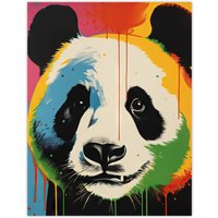 Wall Art Print Panda Bear Fun Acrylic Paint Drip Bedroom Vibrant Bold Bright Colourful Painting Poster W18" x H24"