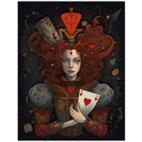 Artery8 Wall Art Print Alice In Wonderland Queen Of Hearts Whimsical Magical Adventure Painting Poster in Red | Size: W18" x H24"