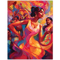 Artery8 Wall Art Print Latino Lively Dance Salsa South America Colourful Bright Bold Painting Rhythm Body Energy Theatre Arts Artwork Poster