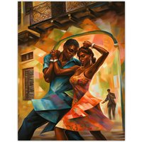 Artery8 Wall Art Print Salsa Cuban Street Dance Colourful Dancing Painting Rhythm Body Energy Theatre Arts Artwork Poster | Size: W18" x H24"