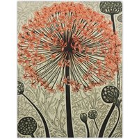 Artery8 Wall Art Print Allium Flower Bloom & Buds Pink Grey Painting Spring Wildflower Floret Petals Decorative Pattern Nature Colourful Bright
