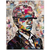 Artery8 Wall Art Print 1920s Fashion Collage Artwork Upcycled Newspaper Boy Young Man Portrait Vibrant Colourful Bold Pop Art Modern Painting Poster