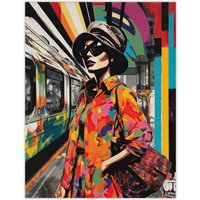 Artery8 Wall Art Print Paris Metro Parisian Fashion Collage Artwork Rainbow Train Station Retro Colour Patterns Vibrant Colourful Bold Pop Art Modern