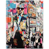 Artery8 Wall Art Print New York Fashion Advert Collage Artwork Busy Metropolitan City Street Business Man Vibrant Colourful Bold Pop Art Modern