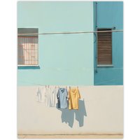 Artery8 Wall Art Print Washing Day Blues (And Yellow) By Amy Denver Minimalist Soft Pastel Palette Laundry Room Minimalism Simple Modern Artwork