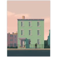 Artery8 Wall Art Print Sage Green House By Amy Denver Minimalist Soft Pastel Pink Minimalism Simple Modern Artwork Poster | Size: W18" x H24"