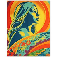 Artery8 Wall Art Print Surfer Aesthetic Sunset Surfing Floral Surf Board Vibrant Bold Bright Colourful Painting Poster | Size: W24" x H32"