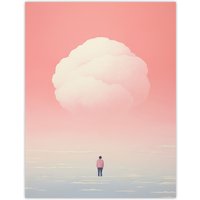 Artery8 Wall Art Print Clouded Thoughts By Amy Denver Minimalist Soft Pastel Pink Peach Minimalism Simple Modern Artwork Poster | Size: W24" x H32"
