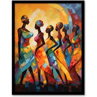 Artery8 African Cultural Dance Tribal Music Rhythm Arts 12x16" Framed Art | Size: A4
