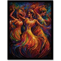 Artery8 Wall Art Print Latino Salsa Music Abstract South America Colourful Bright Bold Painting Rhythm Body Energy Theatre Arts Artwork Art Framed