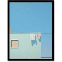 Artery8 Wall Art Print Washing Line Shadows By Amy Denver Minimalist Soft Pastel Laundry Room Minimalism Simple Modern Artwork Art Framed | Size: A4
