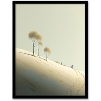 Artery8 Wall Art Print Snow Day By Amy Denver Minimalist Soft Pastel Yellow Minimalism Simple Modern Artwork Art Framed in Grey | Size: A4