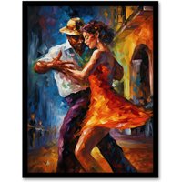 Artery8 Wall Art Print Salsa Street Dance Colourful Dancing Painting Rhythm Body Energy Theatre Arts Artwork Art Framed | Size: W12" x H16"