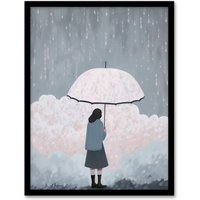 Artery8 Wall Art Print Pink Rain By Amy Denver Minimalist Soft Pastel Rain Clouds Minimalism Simple Modern Artwork Art Framed | Size: W12" x H16"
