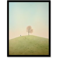 Artery8 Wall Art Print Perspective Tree By Amy Denver Minimalist Soft Pastel Greens Minimalism Simple Modern Artwork Art Framed | Size: W12" x H16"