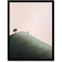 Artery8 Wall Art Print The Mountain Climb By Amy Denver Minimalist Soft Pastel Pink & Green Minimalism Simple Modern Artwork Art Framed