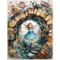 Artery8 Wall Art Print Alice In Wonderland Watercolour Through The Looking Glass Whimsical Magical Adventure Painting Poster | Size: W12" x H16"