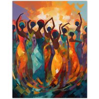 Artery8 Wall Art Print Abstract Africa Dance African Dancing Painting Rhythm Body Energy Theatre Arts Artwork Poster | Size: W12" x H16"