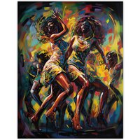 Artery8 Wall Art Print Black Arts Modern Dance Africa Contemporary Musical Painting Rhythm Body Energy Theatre Arts Artwork Poster | Size: W12" x H16"