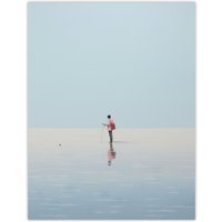 Artery8 Wall Art Print Alone At Sea By Amy Denver Minimalist Soft Pastel Ocean Pale Blue Minimalism Simple Modern Artwork Poster | Size: W12" x H16"