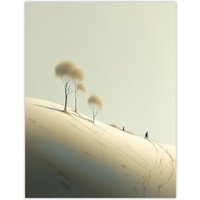 Artery8 Wall Art Print Snow Day By Amy Denver Minimalist Soft Pastel Yellow Minimalism Simple Modern Artwork Poster in Grey | Size: W12" x H16"