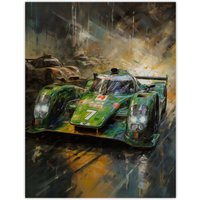 Artery8 Wall Art Print Futuristic Motorsport F1 Car British Racing Green Concept Sports Car Artwork Man Cave Poster | Size: W24" x H32"