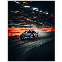 Artery8 Wall Art Print Sports Car Challenge Motorsport Racing Circuit For Him Man Cave Artwork Poster in Black | Size: W24" x H32"
