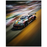 Artery8 Wall Art Print Motorsport Sports Car Racing Motion Blur Speed Artwork Poster | Size: W24" x H32"