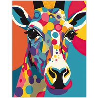 Wall Art Print Colourful Giraffe Graphic Artwork Zoo Animal Geometric Patterns & Shapes Bedroom Painting Poster W24" x H32"
