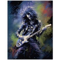 Artery8 Wall Art Print Gothic Metal Guitar Virtuoso Colourful Artwork Musician Playing Music Solo Poster | Size: W24" x H32"