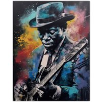 Artery8 Wall Art Print Modern Blues Music Musician Colourful Painting Splat Art Portrait Poster | Size: W24" x H32"