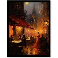 Artery8 Wall Art Print Bohemian Artists At Bar Oil Painting 19th Century Paris Atmospheric Night Life La Boheme Opera Scene Art Framed