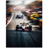Artery8 Wall Art Print F1 Motorsport Speed Blur Racing Car For Him Fan Man Cave Poster | Size: W12" x H16"