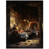 Artery8 Wall Art Print Don Giovanni Opera Decadent Banquet Scene Oil Painting Poster in Brown | Size: W12" x H16"