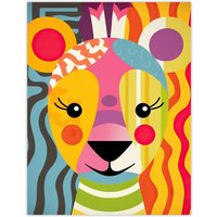 Artery8 Wall Art Print Cute Zoo Animal Colourful Graphic Artwork Geometric Patterns & Shapes Kids Bedroom Painting Poster | Size: W12" x H16"