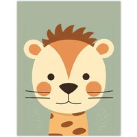 Wall Art Print Cute Zoo Animal Graphic Artwork Soft Pastel Geometric Shapes Bedroom Painting Poster W12" x H16"