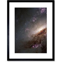 Artery8 Wall Art Print Hubble Space Astronomy NGC 4258 Messier 106 Orange Purple Intermediate Spiral Galaxy Star Dust Clouds Artwork Framed 9X7 Inch