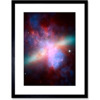 Artery8 Wall Art Print Hubble Space Astronomy M82 Galaxy Collaboration Chandra & Spitzer X-Ray Observatory Blue Red Orange Green Starburst Dust