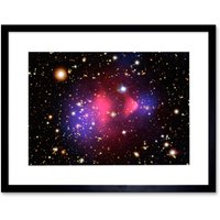 Artery8 Wall Art Print Hubble Space Astronomy Visible-Light X-Ray Composite Image Galaxy Cluster 1E 0657-556 Created Dark Matter Clumps Blue & Pink